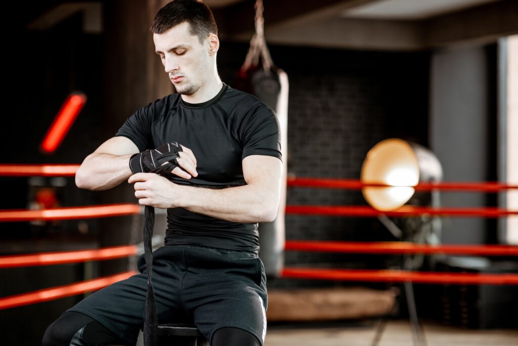 Man preparing for the boxing training